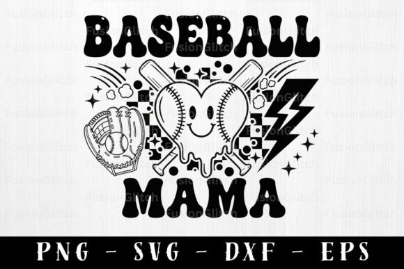 Retro Groovy Baseball Mom Graphics for Crafts