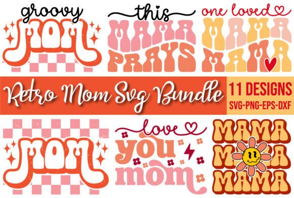 Retro Mom SVG Bundle: Groovy Graphics for Crafts